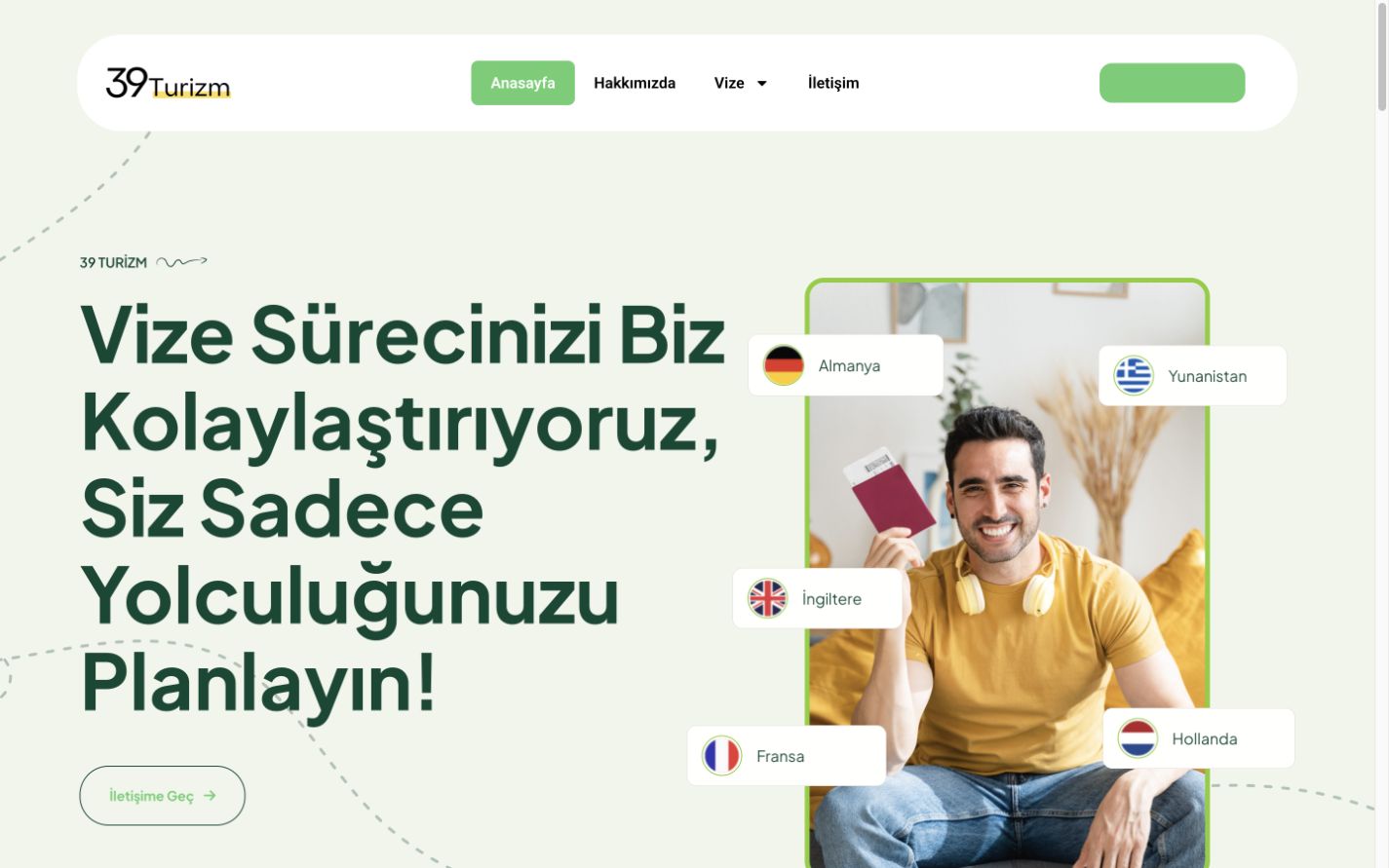 39 Turizm visa consultancy website homepage